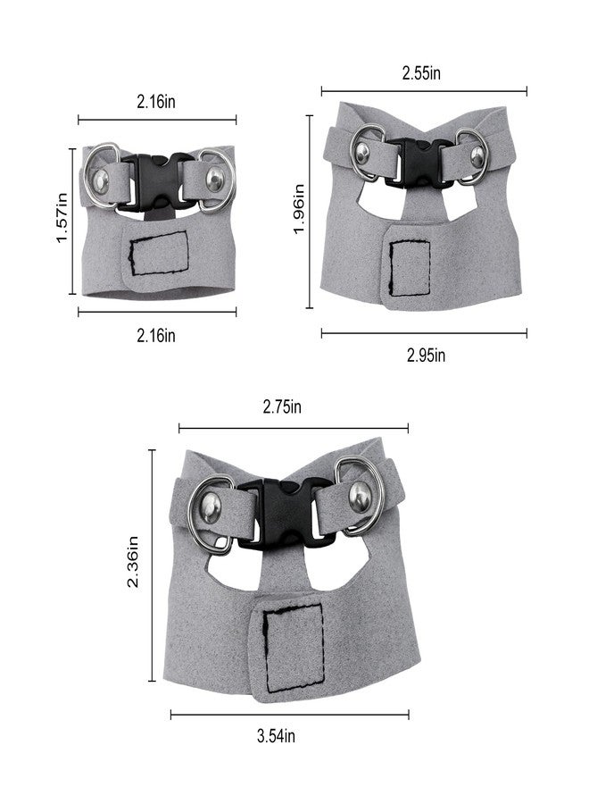 aeloer Bearded Dragon Harness and Leash Set, 3 Size Adjustable Soft Leather Reptile Leash, Lizard Harness with Retractable, Small Animal Outdoor Walking Vest with Traction Rope, 3 Pack, Grey - Image 2